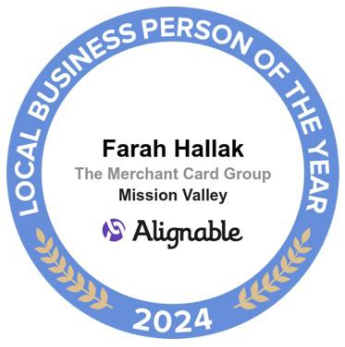 2024 Alignable Local Business Person of the Year award for Farah